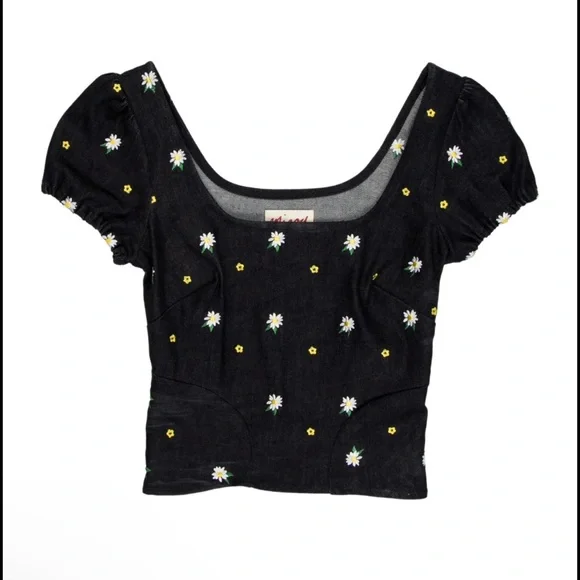 Miaou Daisy Crop Top | Kelly Cap Sleeve - XS - Picture 1 of 7